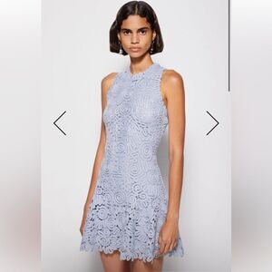 NWT Jonathan Simkhai Miranda Embroidered Mini Dress in Cove Blue, Size 6.